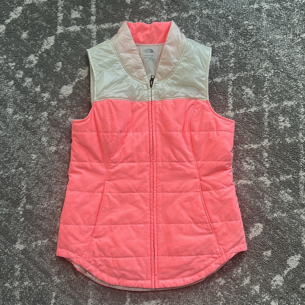 The North Face Pink and White Quilted Vest